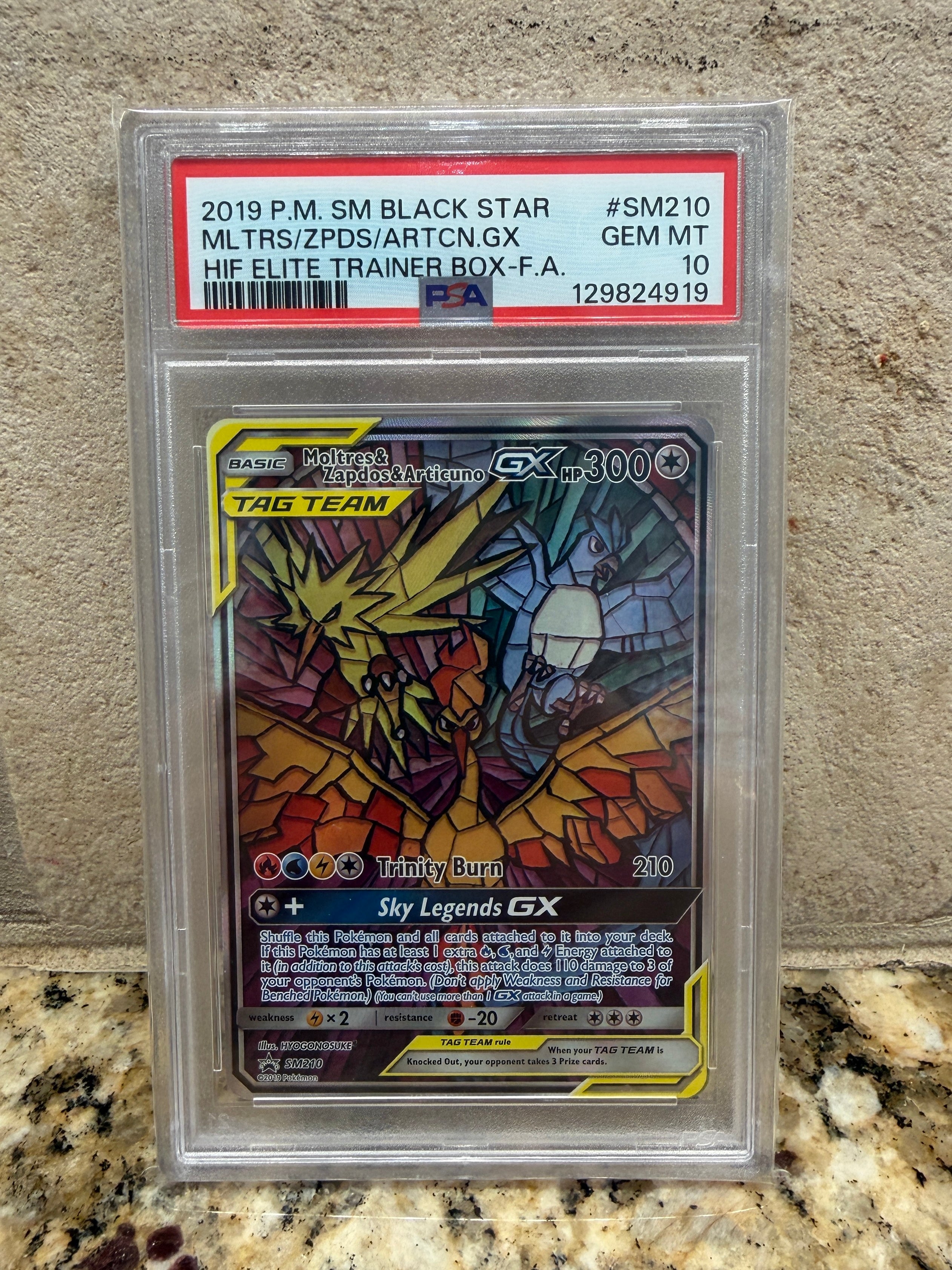 PSA Gem Mint 10 Moltres & Zapdos & Articuno GX #SM210